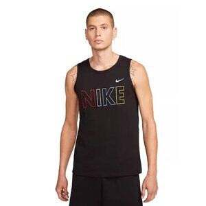 Nike Mens Black Tank Top With Multicolor Logo Print Size L